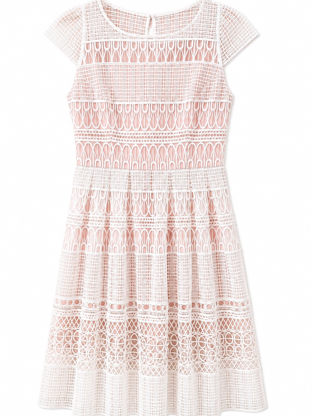 Review White Crochet Midi Dress with Blush Lining